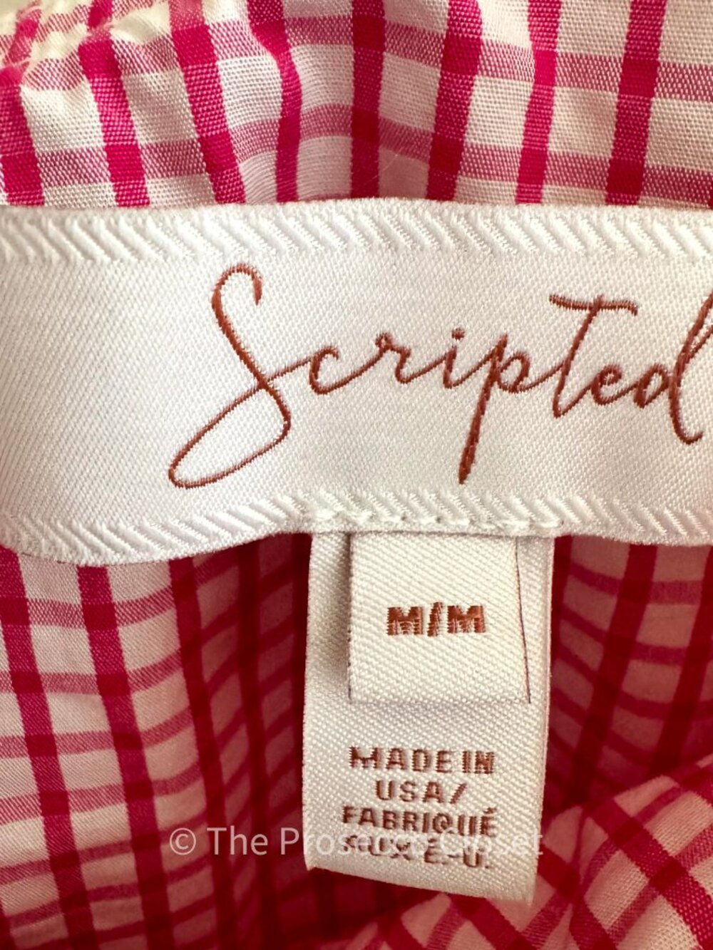 Scripted Cottagecore Gingham Off Shoulder Ruffle Blouse Top (M) - Picture 5 of 6
